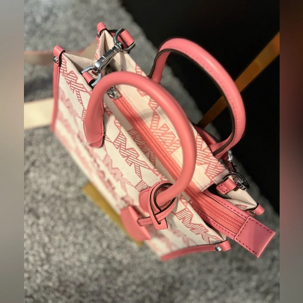 Michael Kors Pink and Cream Logo Satchel